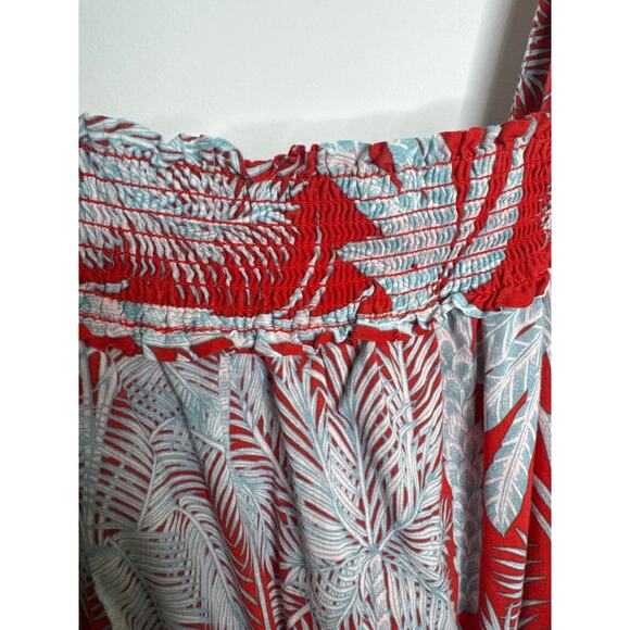 Talbots 2000s Red Cotton Sleeveless Palm Tree Print Sundress – Size 14 - Picture 6 of 9
